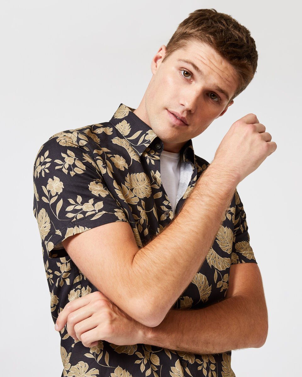 Geelong Short Sleeve Shirt, Black, hi-res